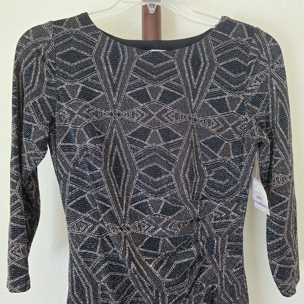 NWT Anne‎ Klein Women's Sz 6 Sequin Party Midi Dress Round Neck Evening Cocktail - Picture 3 of 9